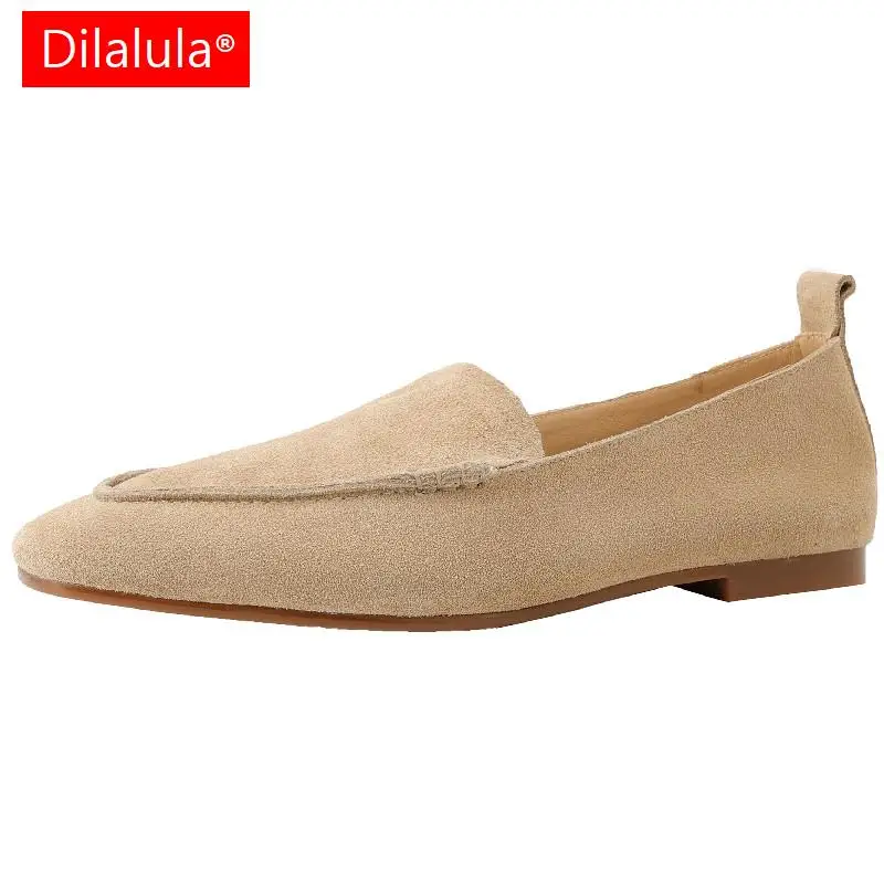 

Dilalula Concise Comfortable Women Flats Soft Cow Suede Leather Working Casual Shoes Woman 2023 Spring Autumn Classic Basic