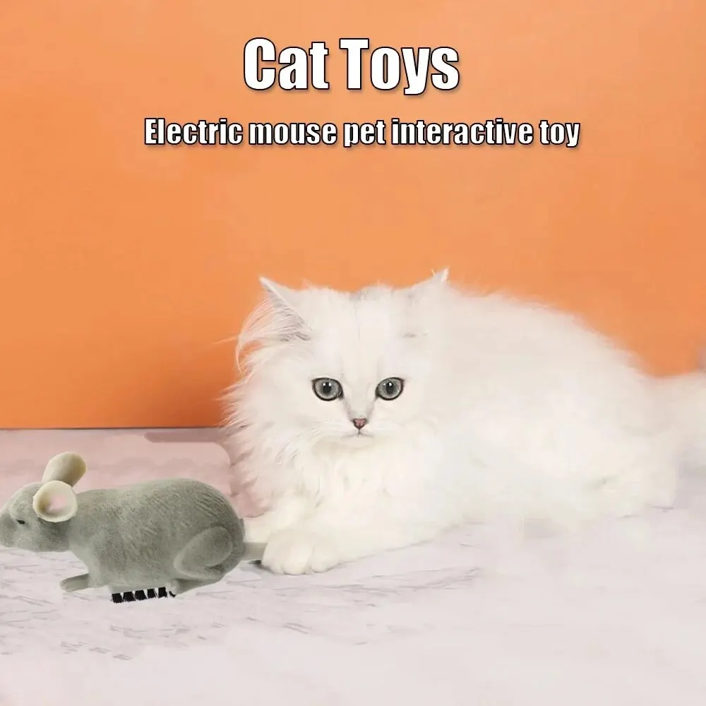 Electric Mouse Toys Cat Play Automatic Escape Robot Vibration Crawling Battery Operated Plush Mouse Pet Interaction Plaything cat toys