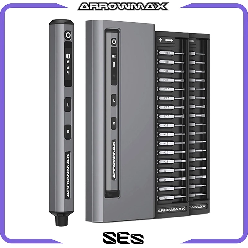 Set Di Cacciaviti Elettrici Con 34 Punte Magnetiche (Ses) Cacciavite A Batteria Portatile Ricaricabile Con Display Oled A Coppia A 4 Marce