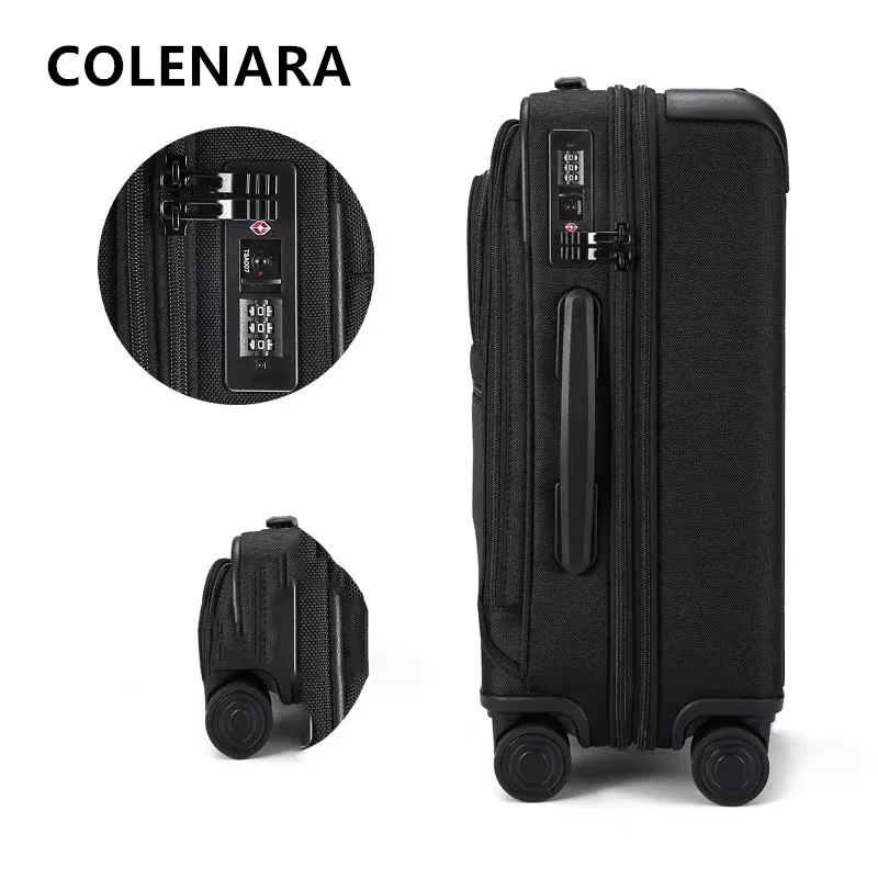 COLENARA Travel Suitcase Oxford Cloth Expandable Trolley Case Laptop Travel Bag 20 Inch Boarding Box with Wheels Rolling Luggage