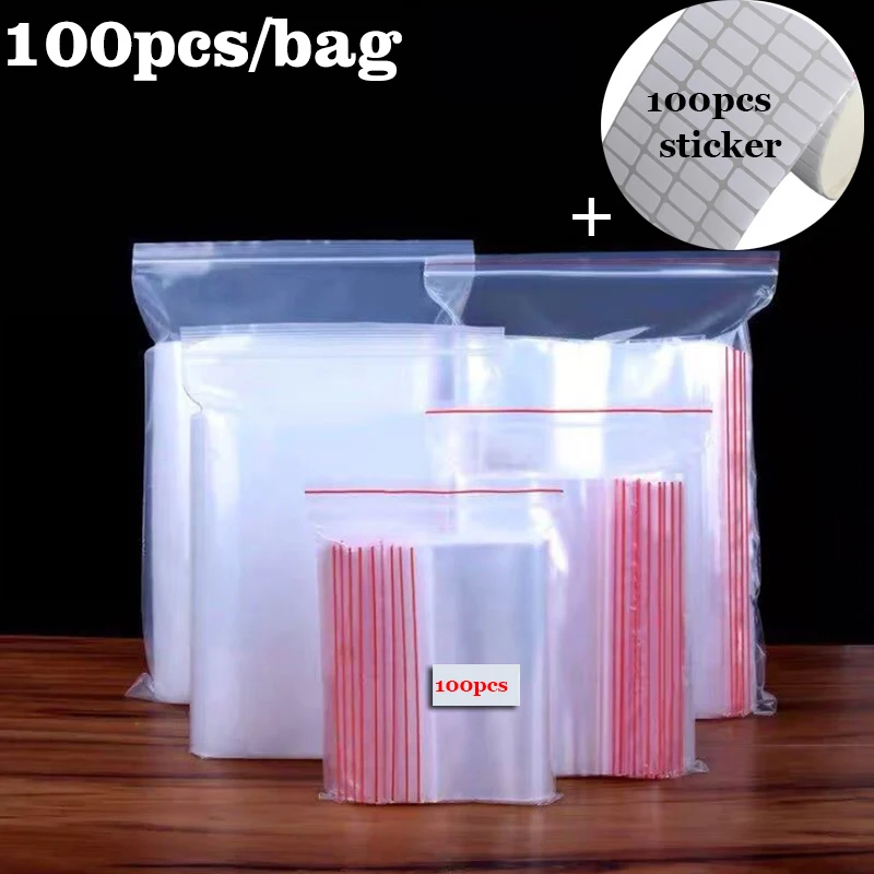 Diamond Painting Accessories 100Pcs Clear Plastic Zip Lock Bags