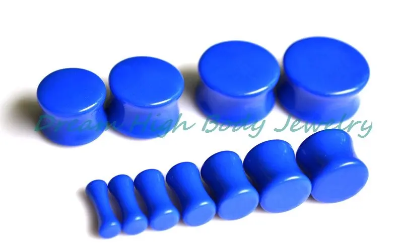 

Wholesale Blue Color Double Flare Ear Plug Saddle Flesh Tunnel Taper Stretching UV Acrylic 3-20mm Ear Piercing Jewelry Expander