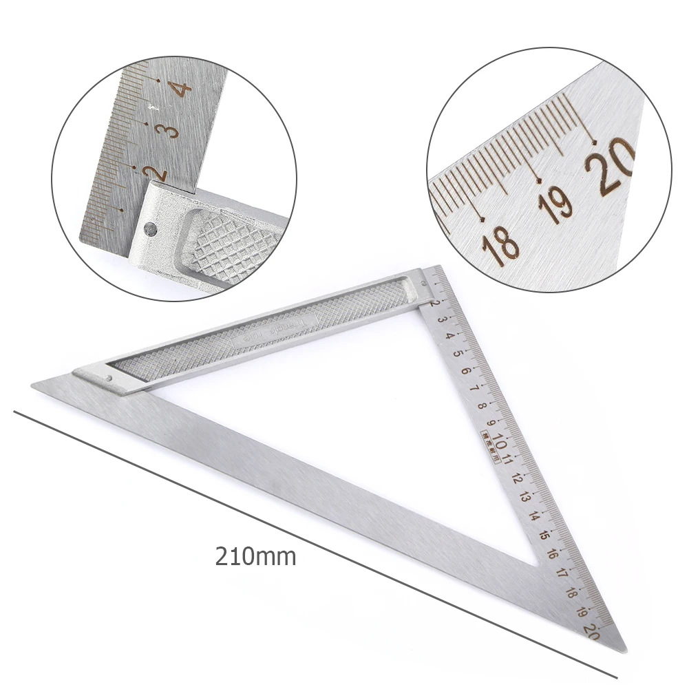 90 Right Angle Stainless Steel Triangle Ruler Woodworking Drawing Tools