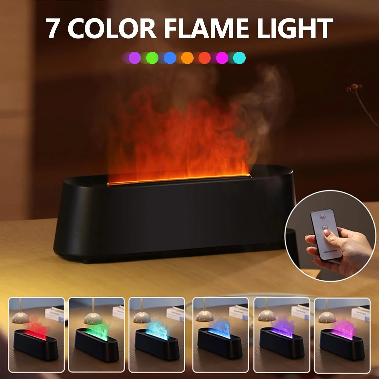 Diffusore Di Aromi A Fiamma LED Per Oli Essenziali 200ml - Ultrasuoni Con Nebbia Fredda E Spegnimento Automatico - Umidificatore Silenzioso Per Casa E Ufficio - 3