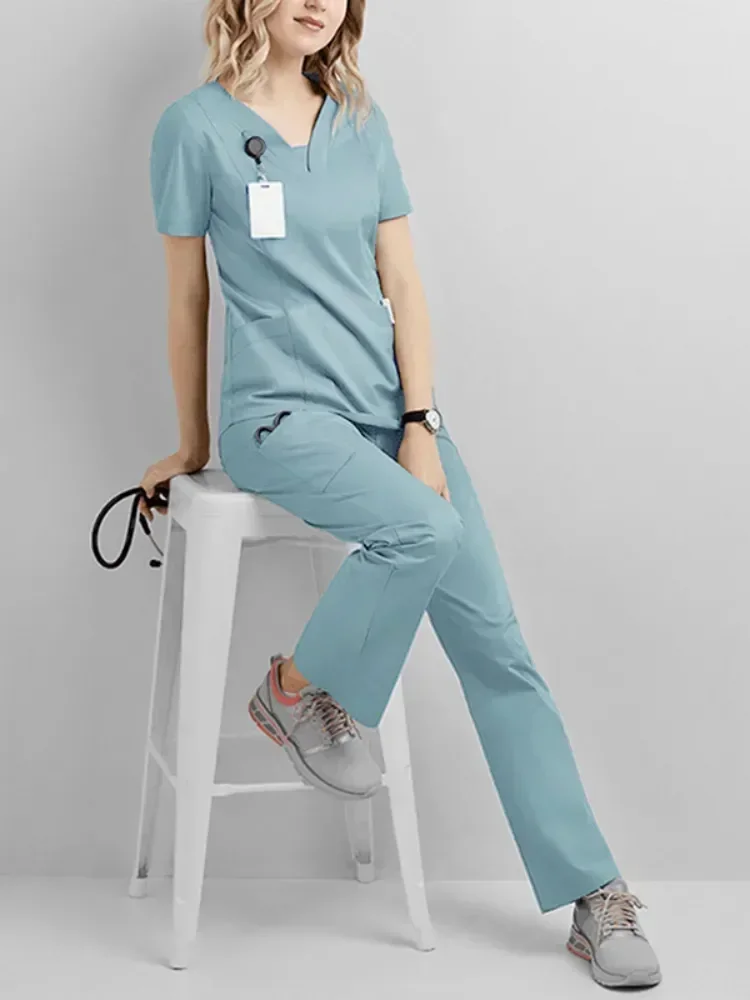 

Аптечные короткие костюмы, медицинский, с V-образным вырезом, Повседневный, для работы в больницах, для бега, униформа медсестры, с рукавами, оптовая продажа, для женщин