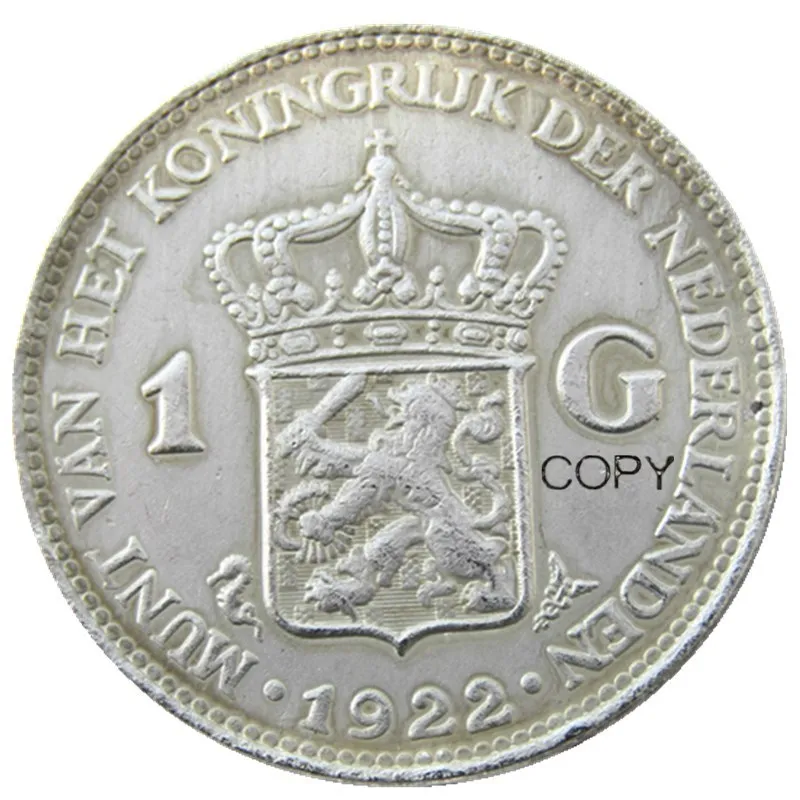 Нидерланды, 1922 1 Gulden wilhelмин I медь с посеребренной копией декоративная монета