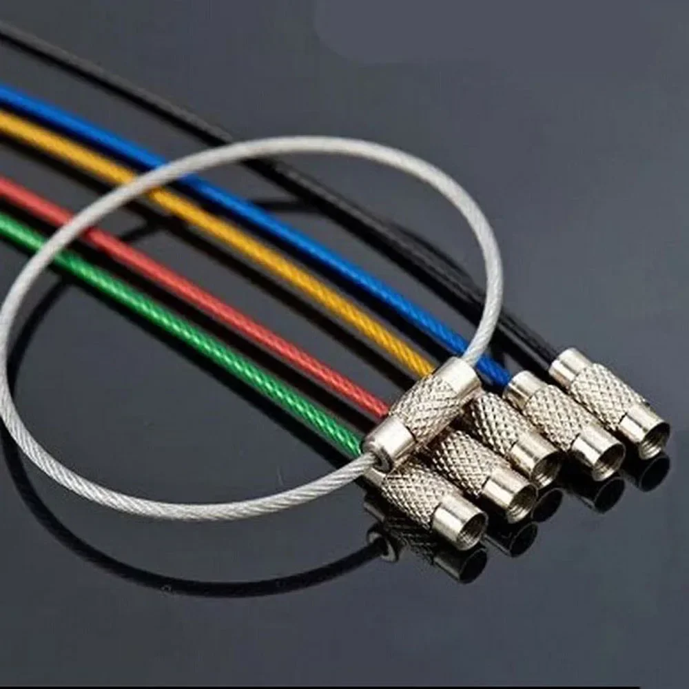 EDC Keychain Stainless Steel Carabiner Key Holder Outdoor Tools Wire Keyrings Cable Rope Screw Locking Key Chain 5Pcs whistle keychain keychain tool tactical keychain keychain carabiner keychain charm key ring