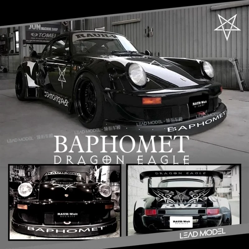 1/64 Demon Bafant RWB 964 Black alloy die cast static display model, adult collection model, children's toy gift room decoration