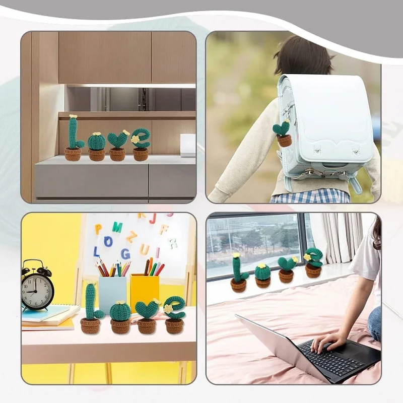 Cactus Shaped Like LOVE Potted Kits with Yarn DIY Crafts for Adults Knitting Starter Kit Easy Crochet Kit with Tutorials