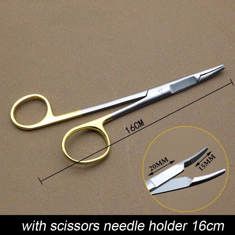 Stainless steel Multifunctional needle holder insert with scissors for plastic surgery double eyelid tool
