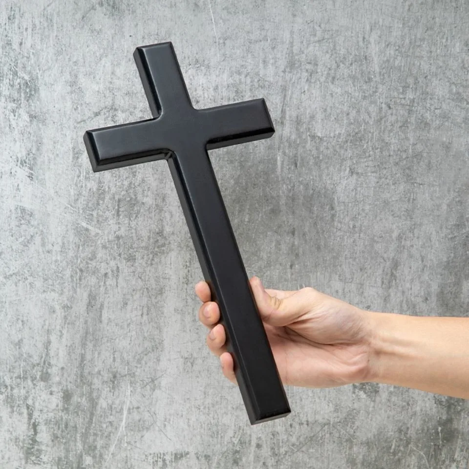 Holzkreuze für die Wand, Schwarze Holzkreuze zur Kirchendekoration, Jesus Christus, Katholisches Geschenk, Jesus Cristo, Weiße Holzkreuz-Dekoration – Detail 7