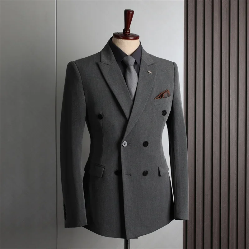 Customer Made Clothes Men Casual Fashion Business Blazer Jacket for Men Double Breasted Suit Jackets Coat Male Clothing