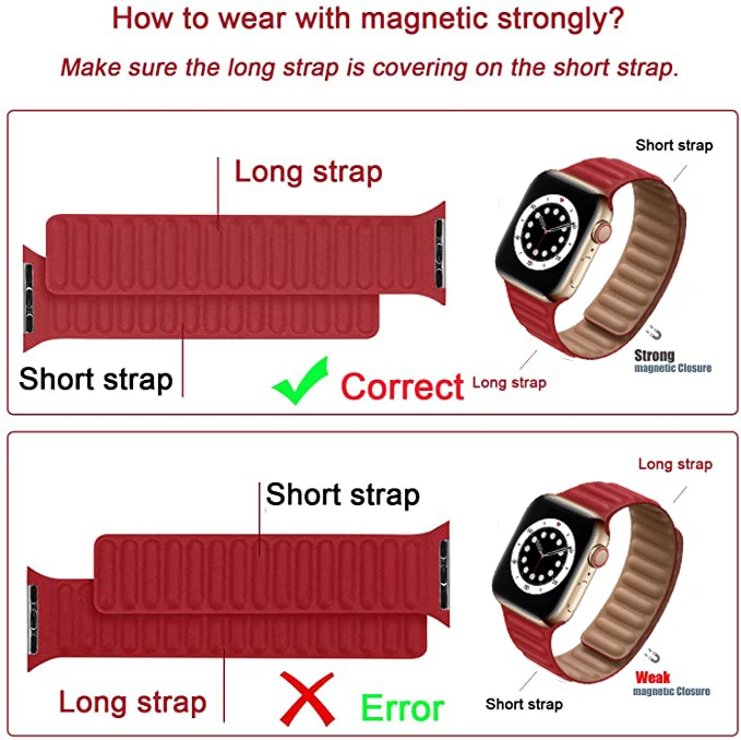 Leather Link For Apple Watch Band 46mm 42 45mm 41 44mm 40mm 49mm Original Magnetic Loop Bracelet iWatch Series 10 Ultra 2 Strap - Image 3