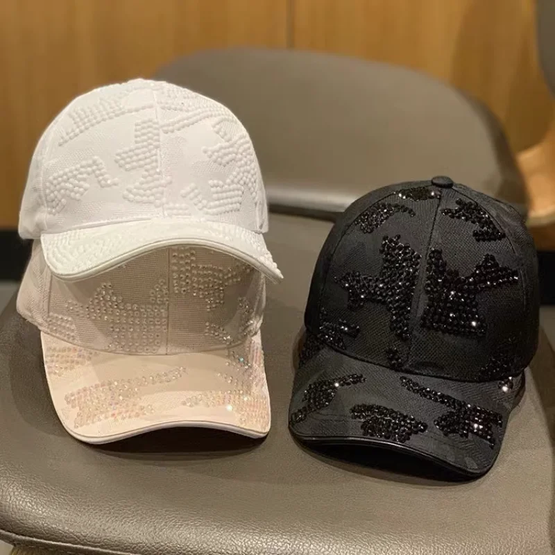 

Diamond Hat Female Simple Fashion Cap 2023 Explosive Summer Sun Shade Sunscreen Sun Hat Diamond-encrusted Baseball Cap