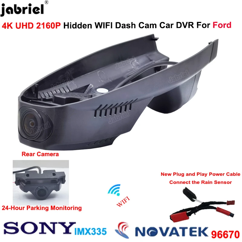 rear mirror camera 4K Wifi Dash Cam Car Dvr Camera Video Recorder EDR For Ford Kuga mk2 mk3 c520 cx482 For Ford Escape mk2 mk3 c520 cx482 2012-2022 vehicle blackbox dvr full hd 1080p