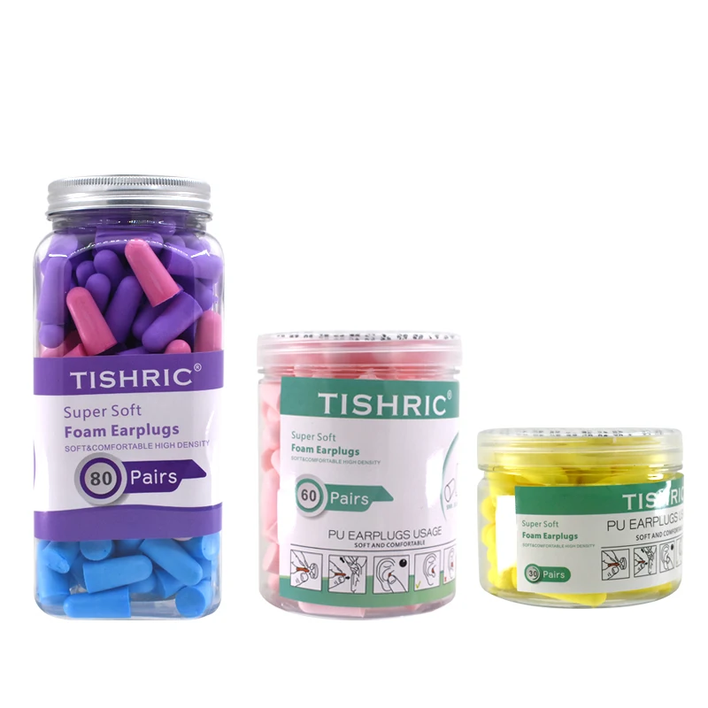 TISHRIC-Soft Esponja Ear Plugs, Redução de Ruído, Sleeping Earplug, Viagem, Taxa De Redução De Ruído, 35,5db, Isolamento Sonoro