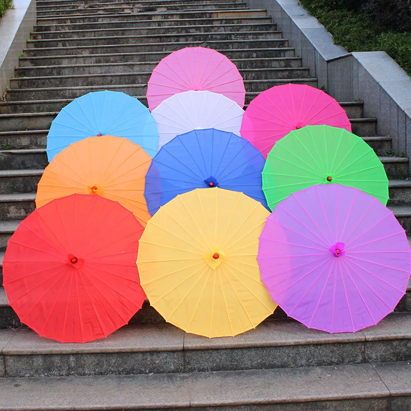 Folding Umbrella Sun Umbrella Lace Umbrella Chinese colored fabric umbrella white pink parasols China traditional dance color parasol Japanese silk props