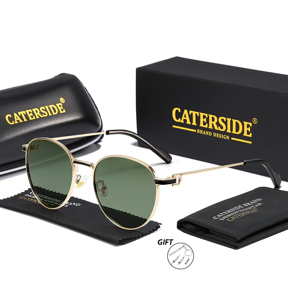 CATERSIDE Unisex runde Pilotenbrille mit individuellen runden Gläsern, verschreibungspflichtige Brillen für den Außenbereich, Myopie- und Hyperopie-Brillen – Detail 6