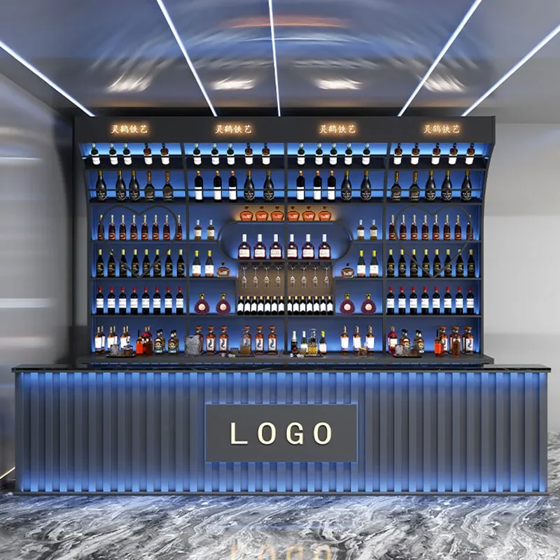 Canteen Bar Wall Furniture For Home Wine Cellar Mini Whisky Coffee Organizer Wooden Drinks Glass Showcases Black Cabinet Shelves