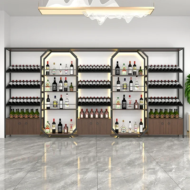 Winery Iron Art Bar Cabinet Standing Restaurant Luxury Minimalist Design Wine Rack Storage Booth Adega Wine Cabinet Furniture