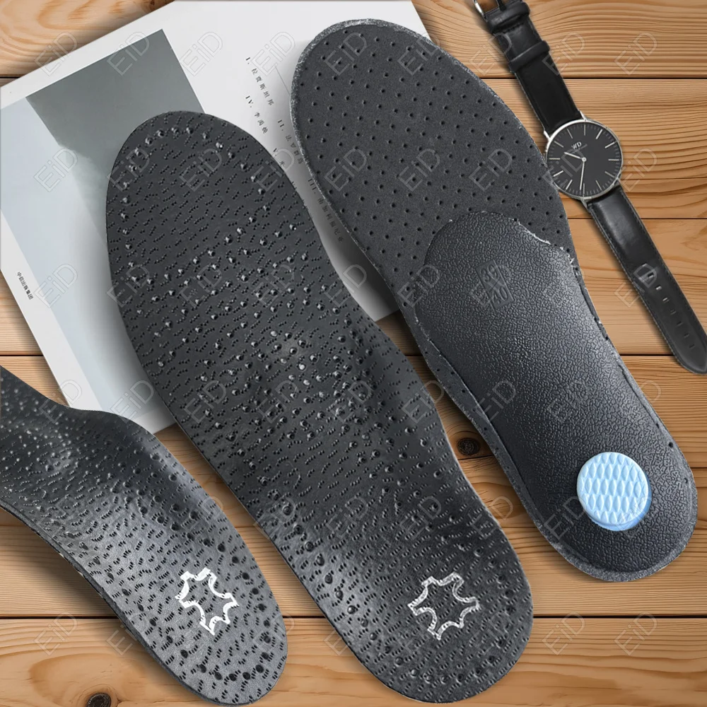 Eid Unisex Leder Orthese Plattfuß Schuh Einlegesohlen High Arch Support ortho pä dische Pad zur Korrektur Ochsen bein Gesundheit Fußpflege schwarz – Detail 2