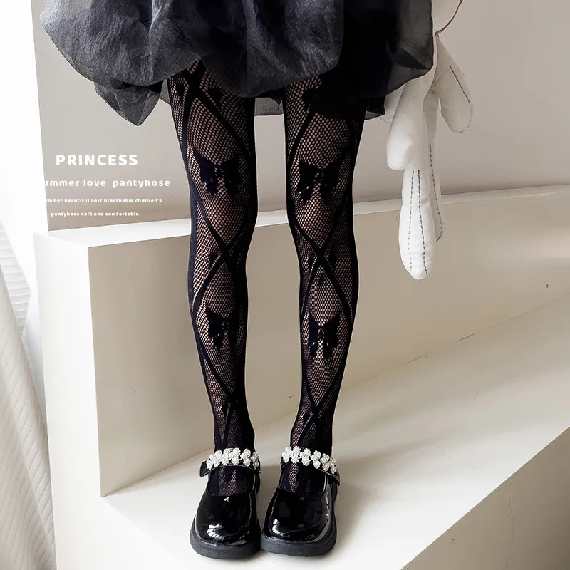 Girls' Summer Mesh Thin Lolita Princess Stockings Children's Breathable Mesh Leggings Butterfly Silk Stockings kids pantyhose fishnet stockings kids leggings