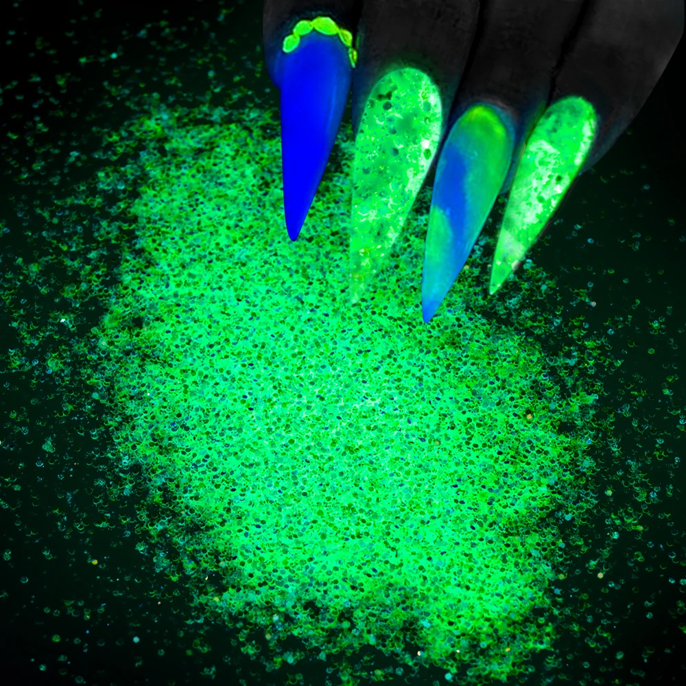 10g/lot White Change to Green/Blue Powder Luminous Nail Powder Glow In Dark Nail Glitter Pigment Phosphor Glowing Dust