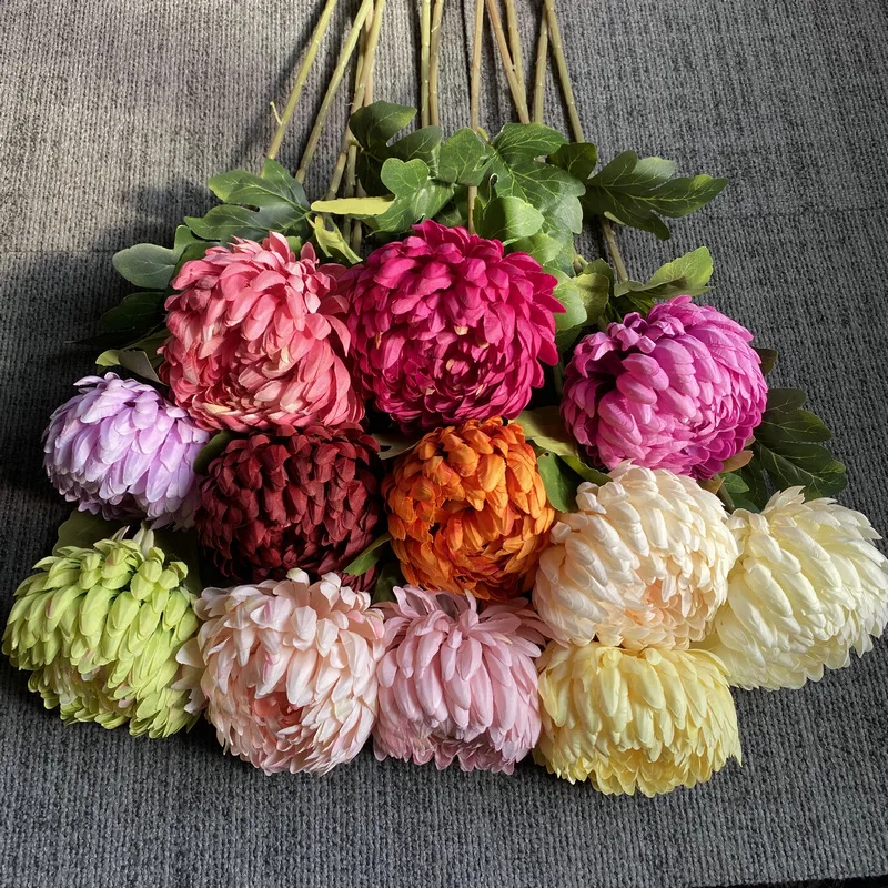 Künstliche Chrysanthemenblüte mit einem Stiel, lebensechte künstliche Blüte – lebendige Farben, langlebiges Material, perfekt für die Inneneinrichtung