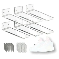 2pcs/6pcs Floating Sneaker Shelves Wall Mounted Shoe Display Stand Transparent Acrylic Shoe Rack For Bedroom Living Room Storage 1