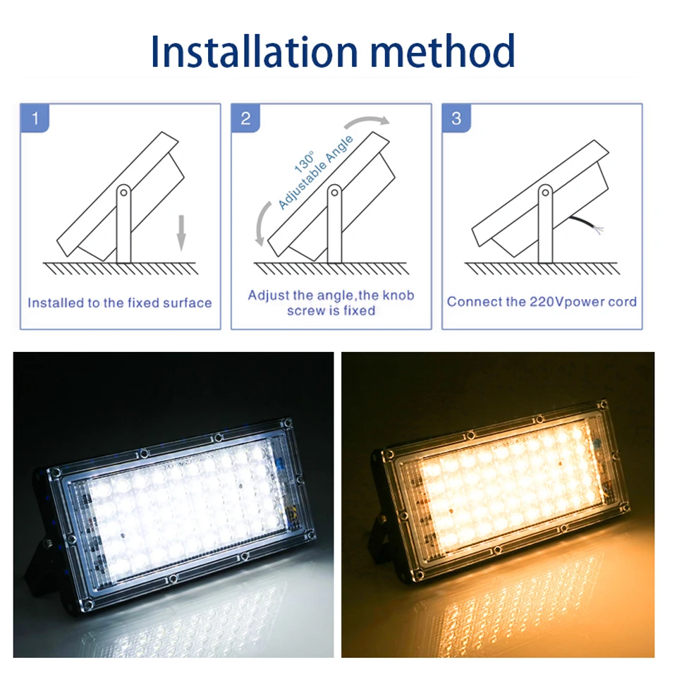 Description Picture 5 of itemLed Floodlight 50W 100W AC 110V 220V Outdoor Flood Light Street Lamp Projector Exterior IP65 Waterproof Led Spotlight for Garden