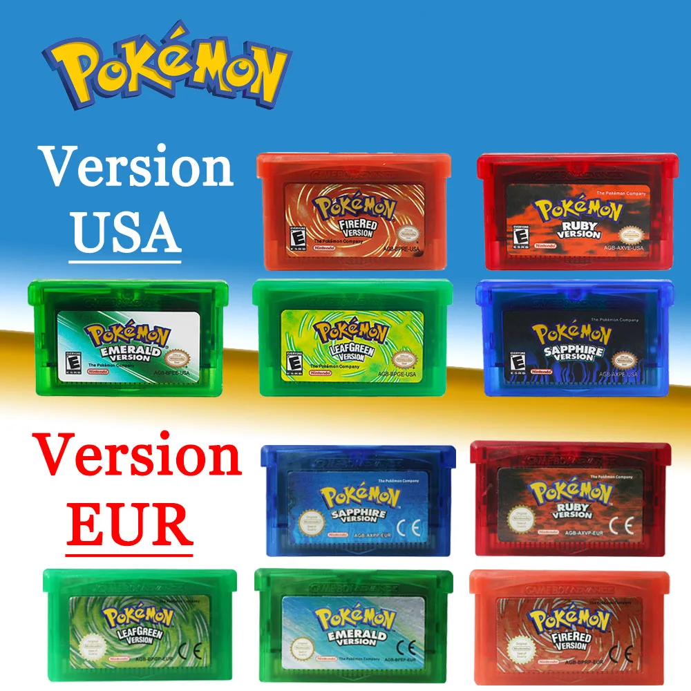 

Pokemon GBA Series Memory Card Double Decoding GBC NDSL Video Game Cartridge 32-bit Console USA Version EUR Version