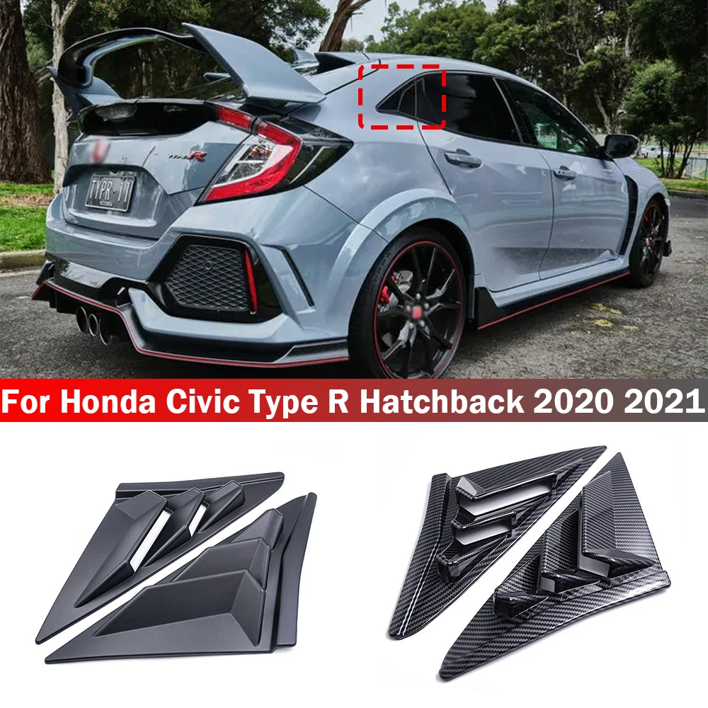 

2 Pcs Car Rear Side Window Louvers Air Vent Scoop Shades Cover Blinds For Honda Civic Type R Hatchback 2020 2021 Accessory