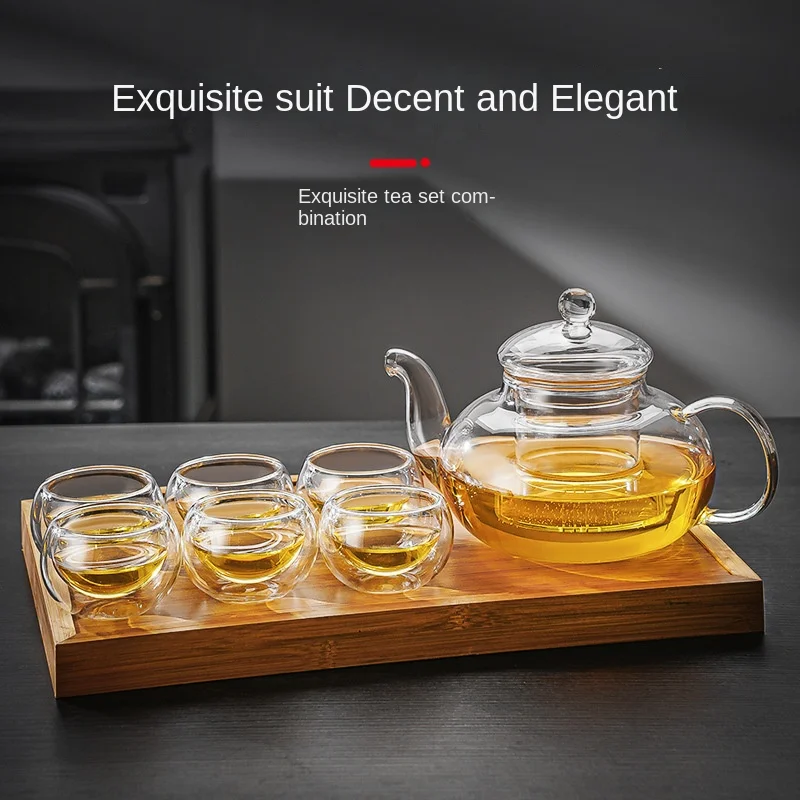 Thickened Glass cup Teapot High Borosilicate Glass Flower Tea Pot Heatable Tea Set tea cup Anti-scald insulation