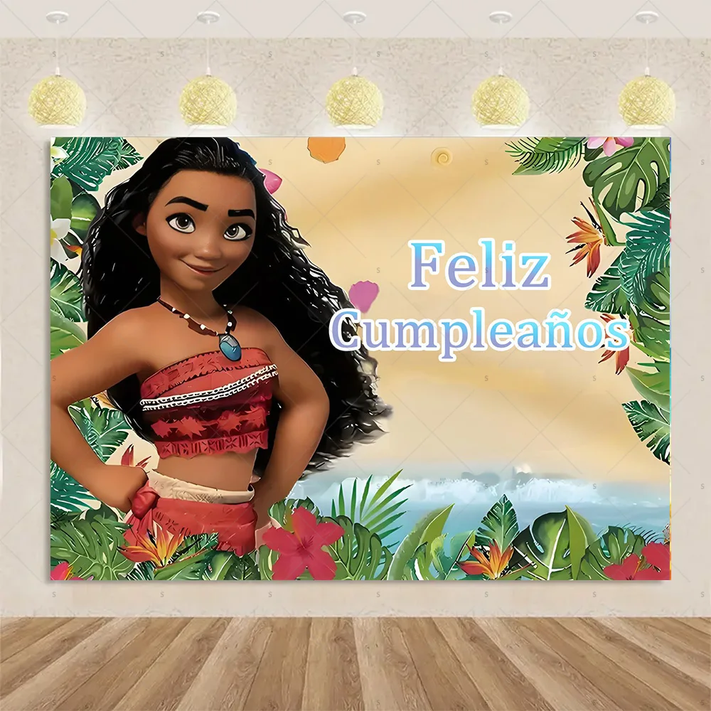 Moana Theme Background Banner Girls Birthday Party Decorations Iconic Brand Princess Backdrop Baby Shower Supplies Photo Shoot Props