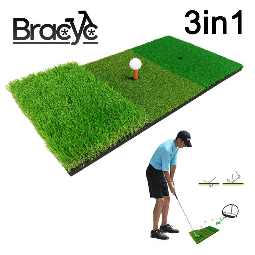 Multifunctional 3 In 1 Golf Swing Mat Non Slip Artificial Turf Golf
