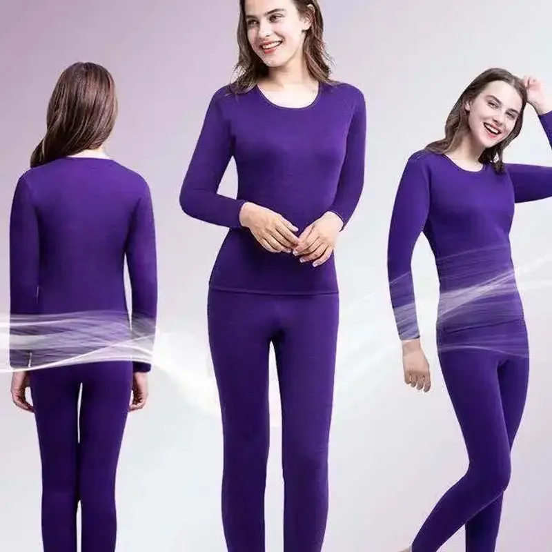 Sexy Thermal Underwear Women Suit Thin Round Neck Tight-fitting Long Body Shaped Slim Intimate Sets Pajamas Warm Autumn Winter