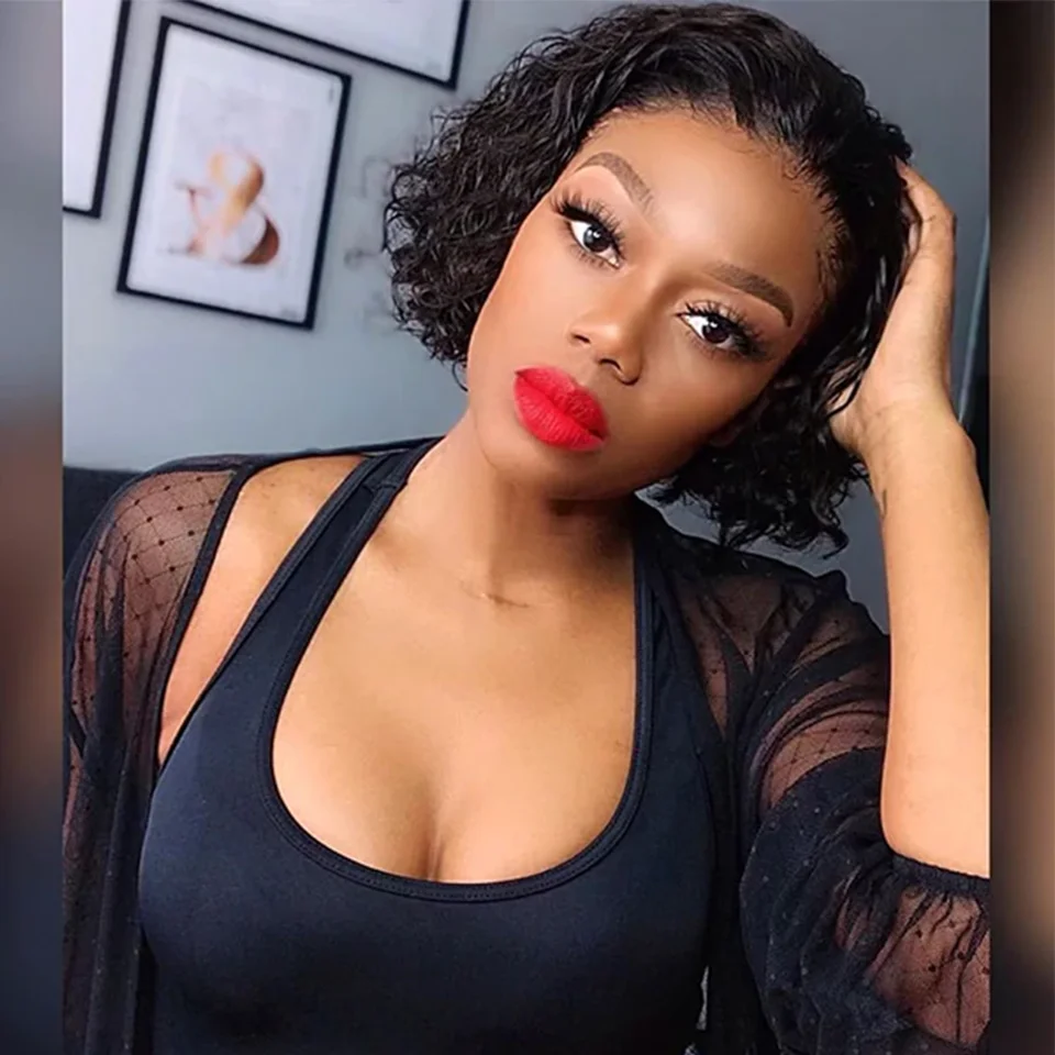 Коротка перука з людського волосся Highlight Pixie Cut Lace Front Human Hair Wigs For Black Women Perruque Cheveux Humain Cheap Glueless Wig