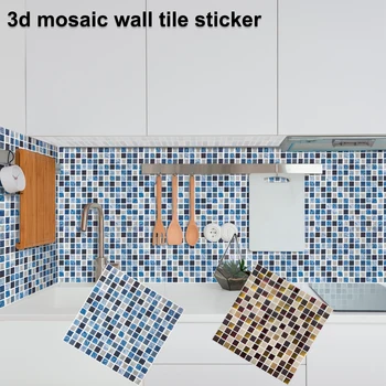 Vividtiles 대리석 비닐 벽지 사각형 벽 스티커, 껍질 벗기기 및 스틱 욕실 주방 모자이크 벽 데칼