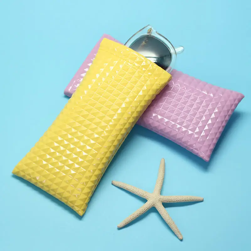 Candy Color PU Leather Sunglasses Bag For Women Men Glasses Case Wallet Storege Cases Portable Waterproof Glasses Storege Bags