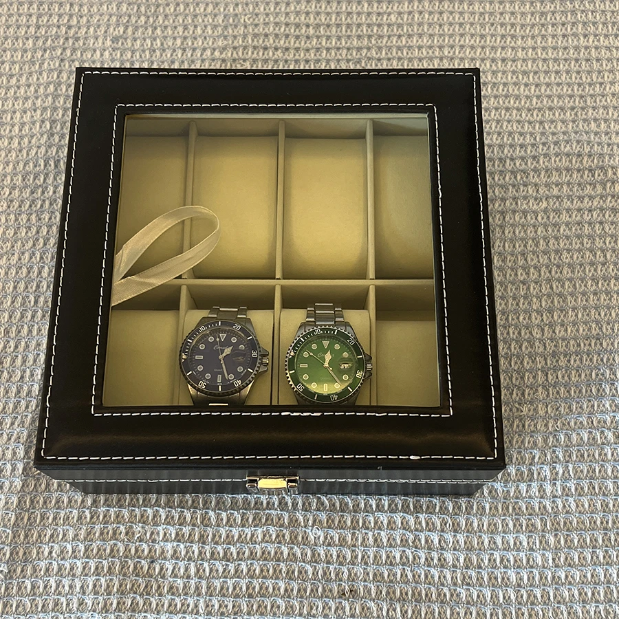 6/8/20-Slot PU Leather Watch Box with Glass Lid, Traditional Style Watch Storage Organi... - SKU WSO01701 - UGI Packaging