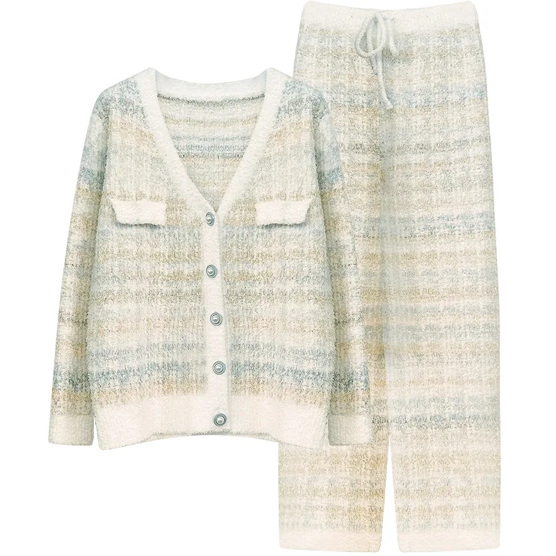 Pajamas for women in autumn and winter, soft and sweet temperament, socialite with a small fragrant style cardigan, thickened an