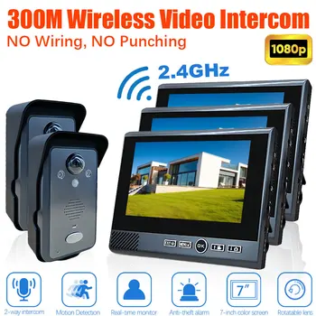1080P Wireless Video Intercom Punch-Free Motion Detection Long Standby Visual Doorbell Security System for Home 2.4Ghz 1