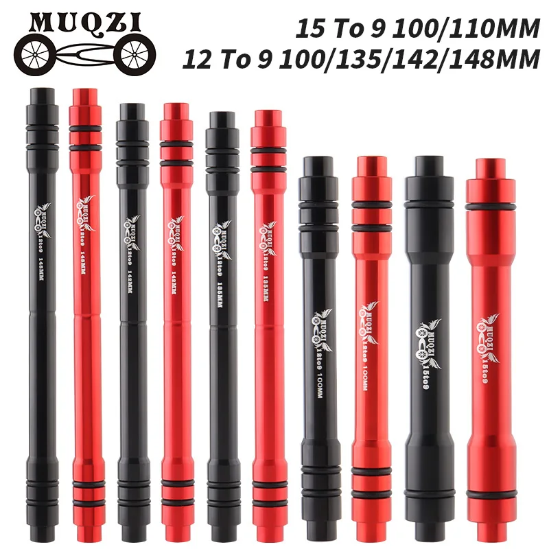 MUQZI Thru Axle Adapter 12 to 9mm 110 135 142 148mm 15 To 9 100mm Thru Axle To Quick Release For MTB Road Bike Front Rear Wheel