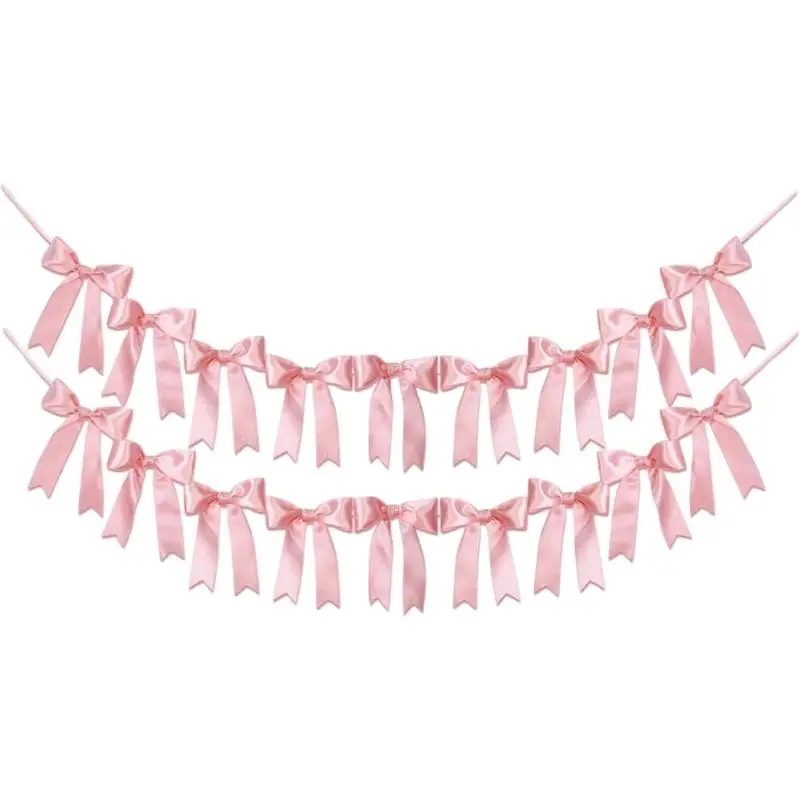 E8BD Nastri bowknot preinfilati lunghi 2 m, ideali per forniture per feste anniversario matrimonio - immagine 2
