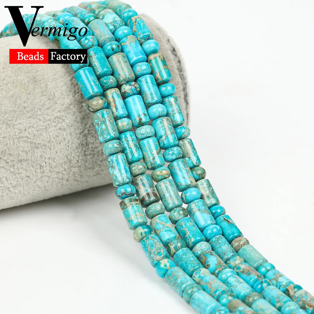 Elegant Natural Lake Blue Sea Sediment Jasper Abacus Beads