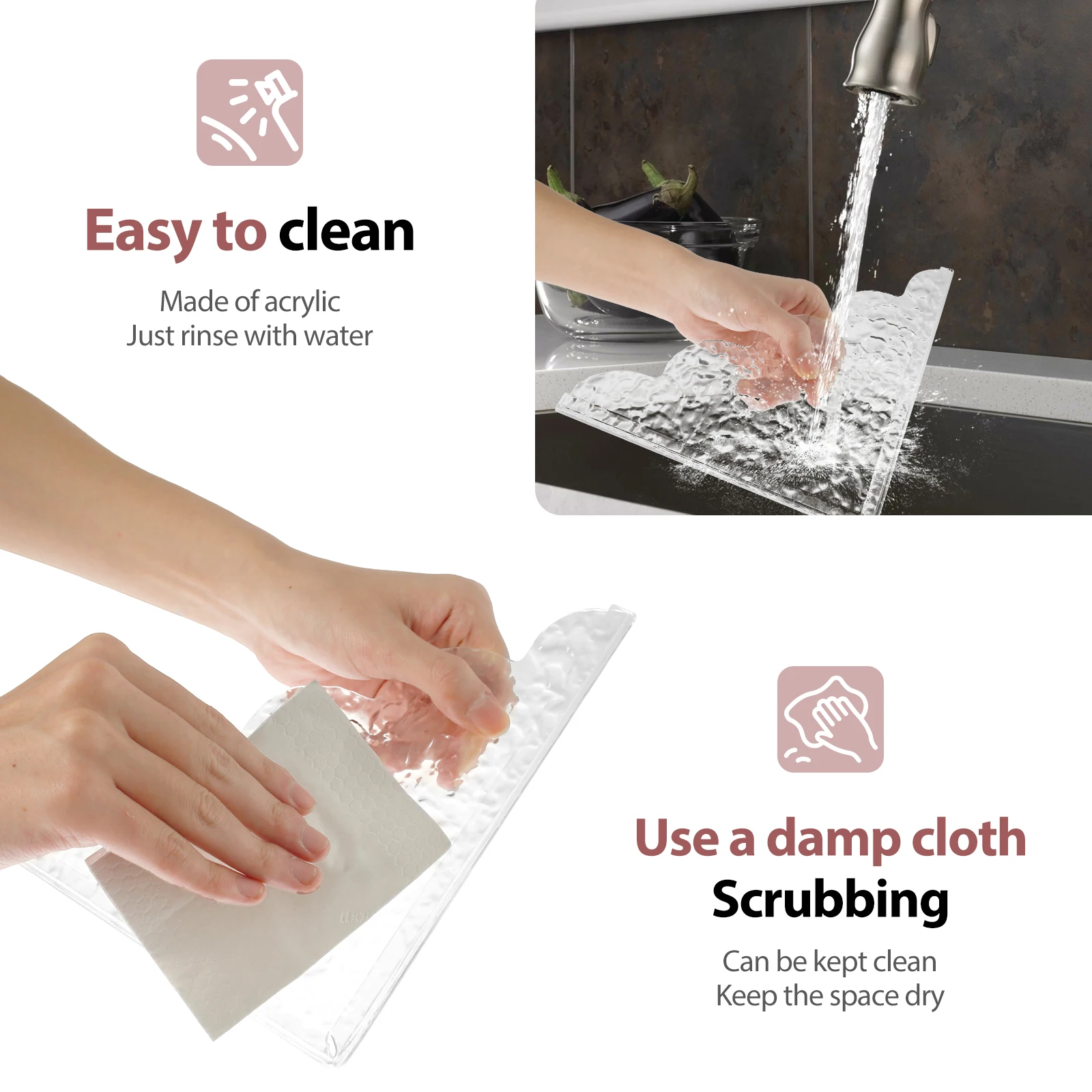 2Pcs Self- Adhesive Acrylic Shower Splash Guards With Silicone Base Waterproof Transparent Bathtub Water Guards Easy To Install