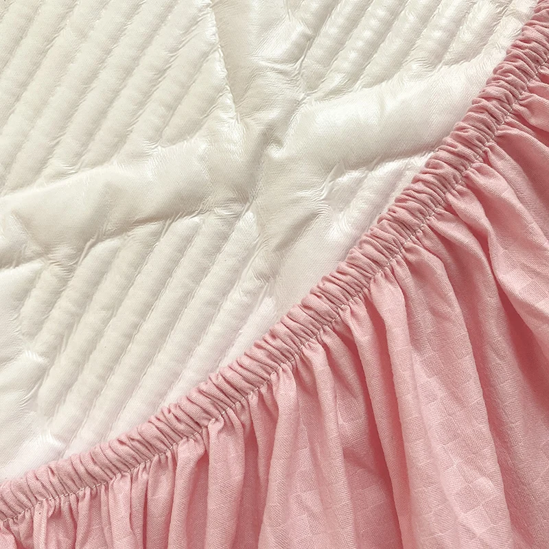 100% Waterproof Super Nordic Thick and Warm Fitted Sheet with Elastic Bands Princess Waterproof Bed Skirt Pink Mattress Covers 6