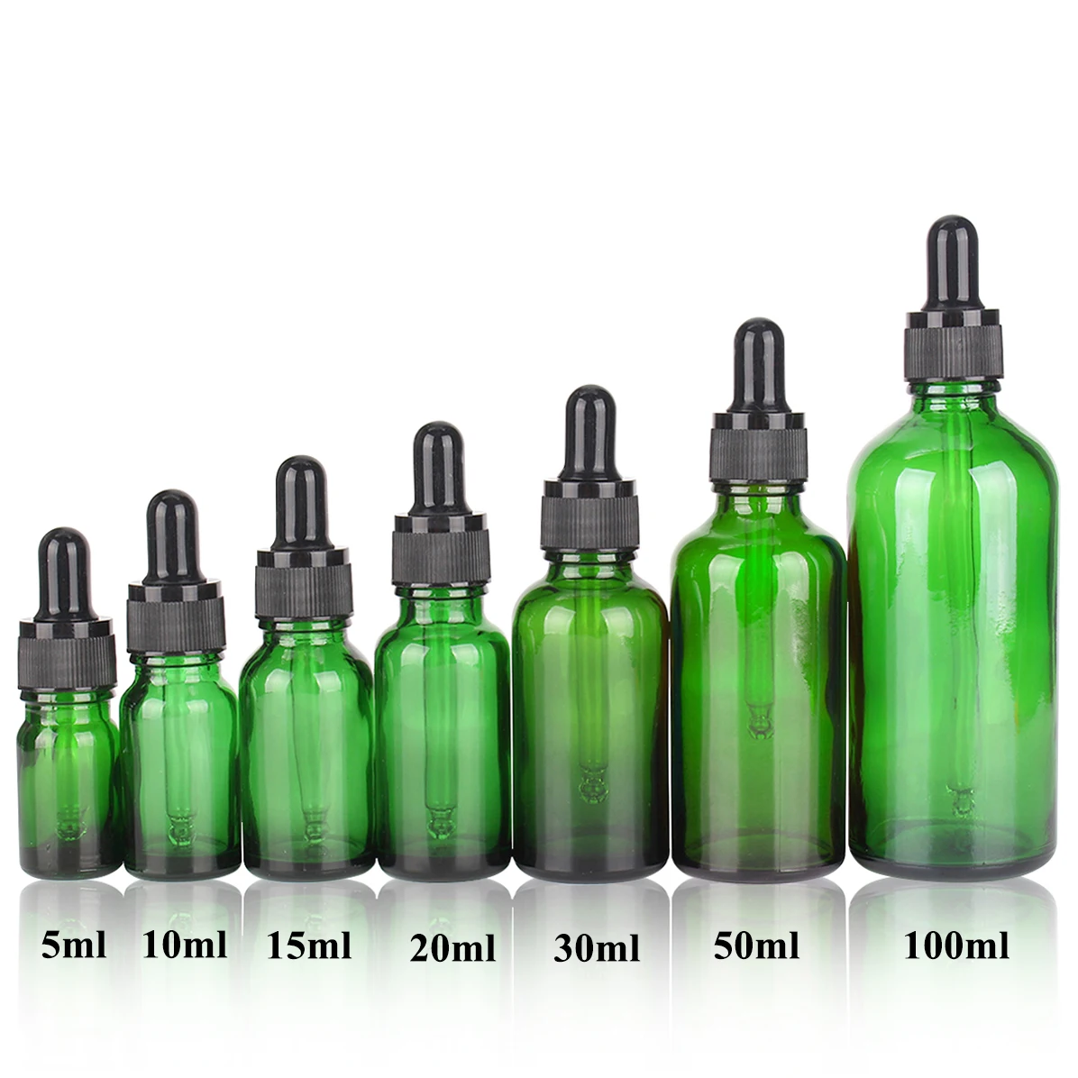 

6/12/24pcs 5ml 10ml 15ml 20ml 30ml 50ml 100ml Green Glass Dropper Bottles Essential Oil Aromatherapy Bottles with Glass Pipettes