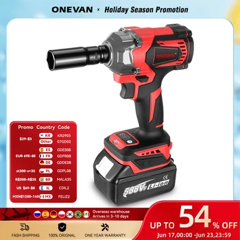 ONEVAN 토크 브러시리스 전기 임팩트 렌치, 마키타 18V 배터리용 LED 조명 포함, 1/2 인치 무선 전기 렌치, 1200N.M