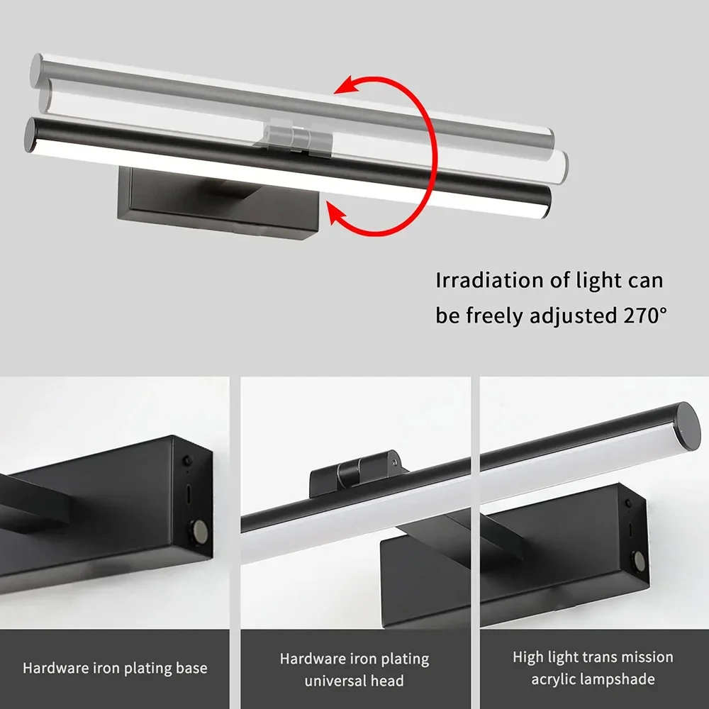 Modern LED Wall Lamp Touch Switch Dimming Rechargeable For Bedroom Bathroom Living Room Dining Room Indoor Lighting Room Decor